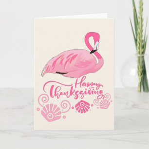 Kustflamingo Tacksgiving Tropisk Strand Kort