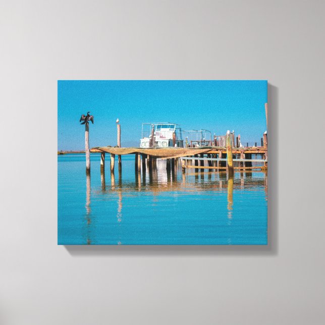 Kustfloden Velddrif South Afrika Landskapsbåtfågla Canvastryck (Framsida)