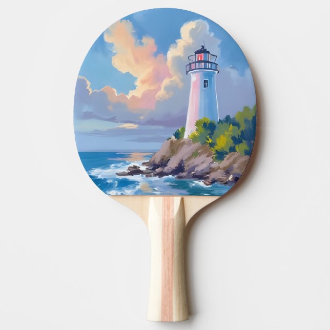Kustfyr | Blå Havsvågor Hav Pingisracket (Framsidan)