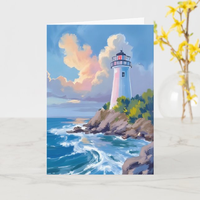 Kustfyr | Blå Havsvågor Havet Kort (Gul blomma)