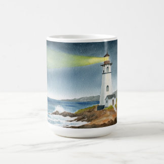 Kustfyr med ljusstråle kaffemugg