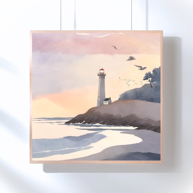 Kustfyr | Vattenfärgstavla för strand Poster (Skapare uppladdad)