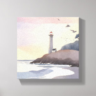 Kustfyren Strand Aquarellmålning Canvastryck