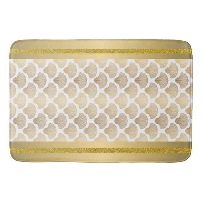 Kustglam Bath Mat med Snäckan Guld Badrumsmatta (Framsidan)