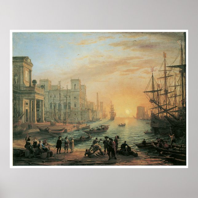 Kusthamn vid Sunset, 1639 Poster (Framsidan)