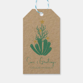 Kusthav och Hälsning Coral Träd Gift-Märkre Presentetikett