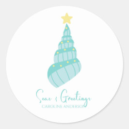 Kusthav och Hälsning Snäcka Träd Runt Klistermärke