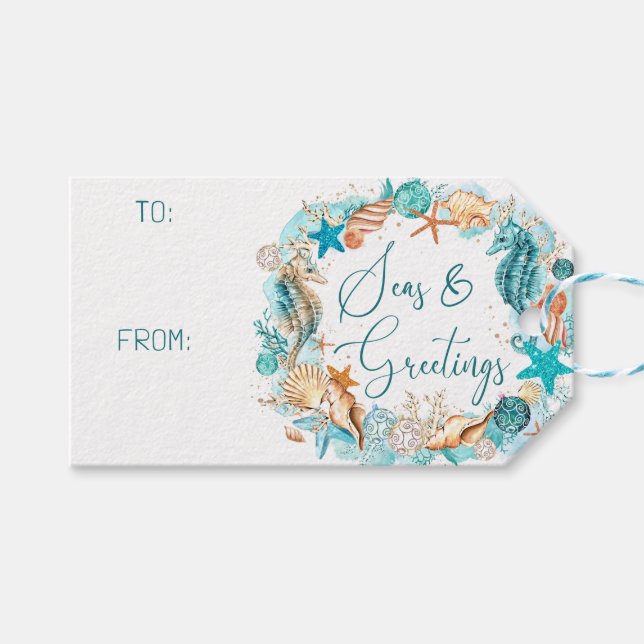 KustHAVET & HÄLSNING Seahorse TO FRÅN Presentetikett (Framsidan (Horisontell))