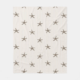 Kusthavet Tidvatten Sjöstjärna Randig Sandig Beige Fleecefilt