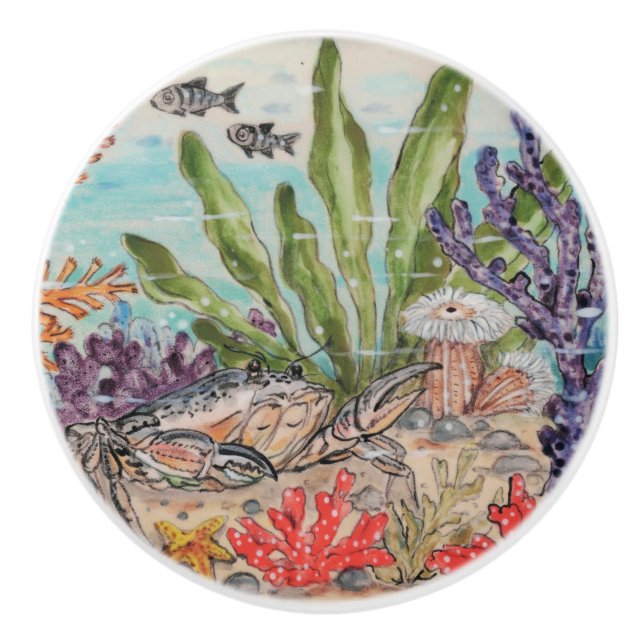 Kusthavets livkrabba Koral fisk Undervattensfisk Knopp (Framsidan)