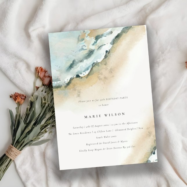 Kusthavets Vinkara sandstrand oavsett ålder Inbjudningar (Skapare uppladdad)