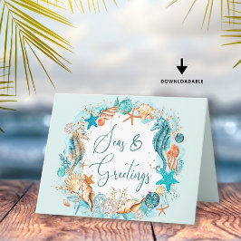 Kusthavs- och HÄLSNING-Snäckor för sjöhäst Helgkort