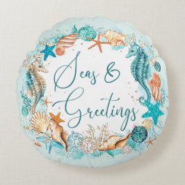 Kusthavs- och HÄLSNING-Snäckor för sjöhäst Rund Kudde