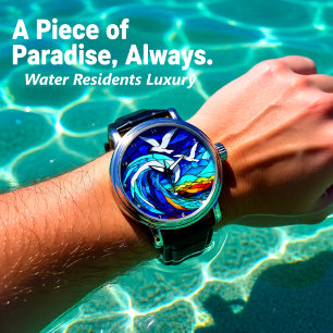Kusthimlar Stained Glass Hav Måse Ocean Armbandsur