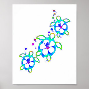 Kusthonu Hawaiian Turtles Poster