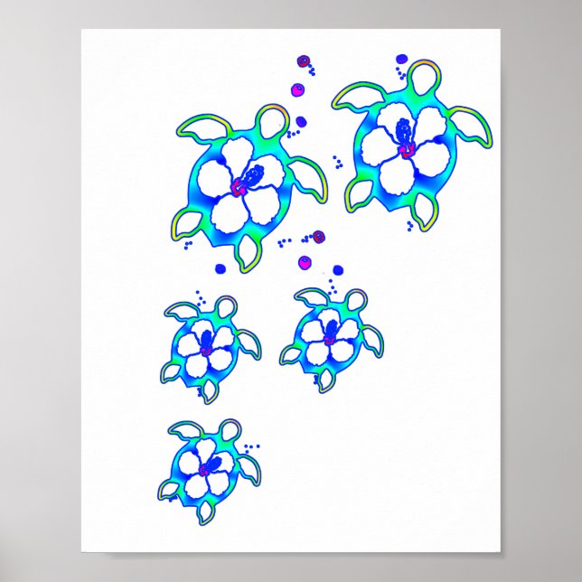Kusthonu Hawaiian Turtles Poster (Framsidan)