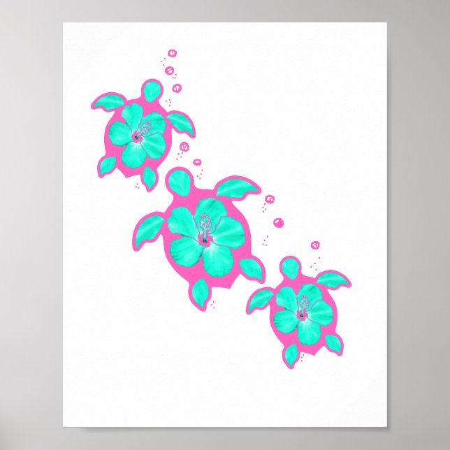Kusthonu Hawaiian Turtles Poster (Framsidan)