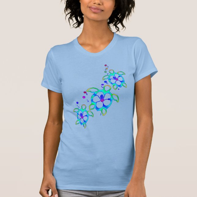Kusthonu Hawaiian Turtles T Shirt (Framsida)