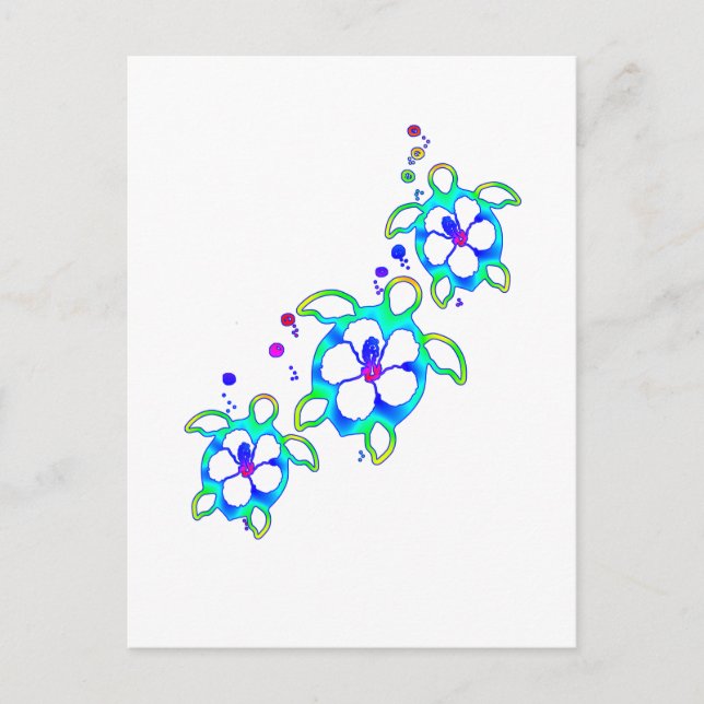 Kusthonu Hawaiian Turtles Vykort (Framsida)