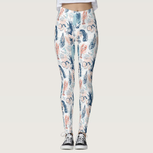 Kusthummer Sjömat Blå Persika Marin Leggings