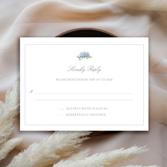 Kusthydrangea Formell Klassisk Blå Bröllop OSA Kort (hydrangea wedding rsvp coastal cottagecore romantic garden formal elegant traditional)