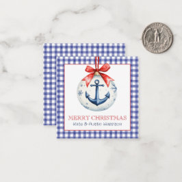 Kustjul Gingham Anchor Ornament Anteckningskort