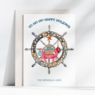Kustjul Nautisk kapten Wheel Crab Julkort