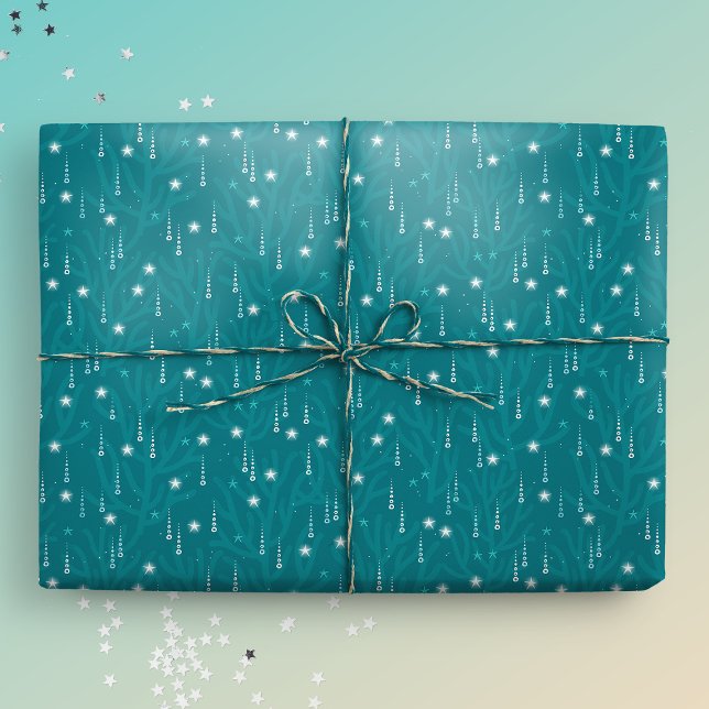Kustjul Undervattensbubblor Presentpapper (Coastal Christmas giftwrap mockup)