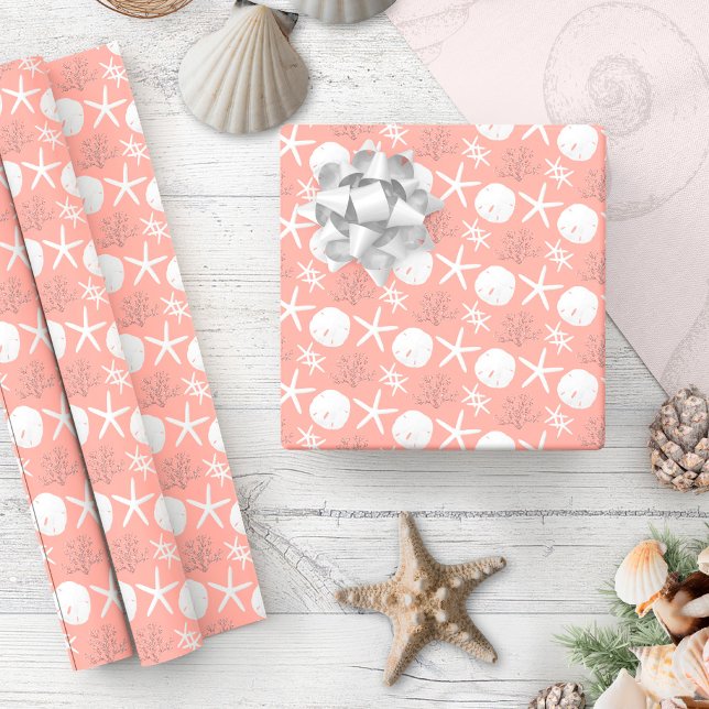 Kustjulen i Coral Ro Guld Starfish Presentpapper (Skapare uppladdad)