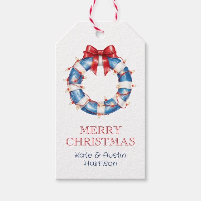 Kustjulen Nautical Bow Life Preserver Presentetikett (Framsidan)