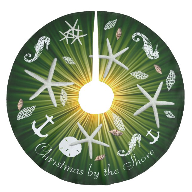 Kustjulens Grönt Sea Life Träd Skirt Julgransmatta Borstad Polyester (Framsidan)