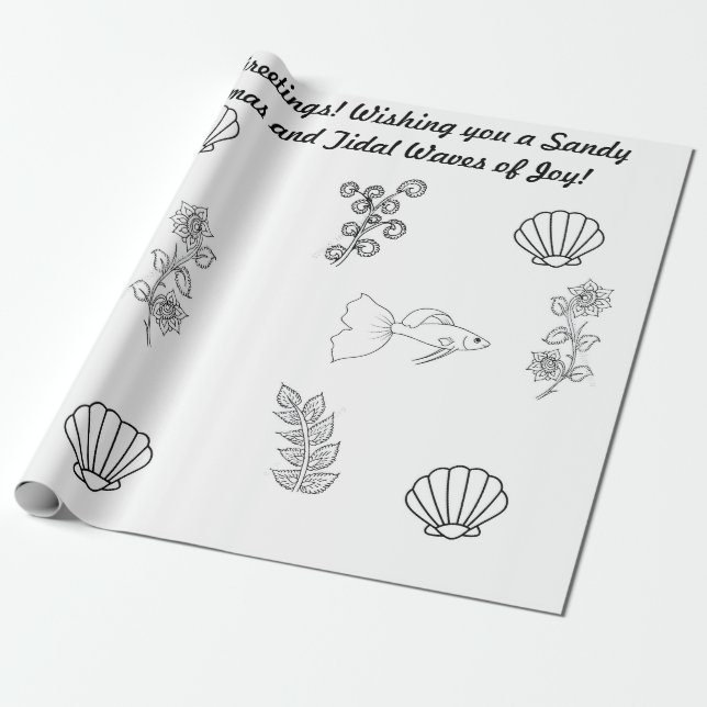 Kustjulhälsningar med flora och fauna presentpapper (Utrullad)