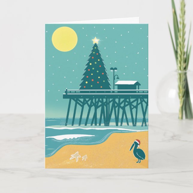 Kustjullkort - Beach Helgdag Card Kort (Framsida)