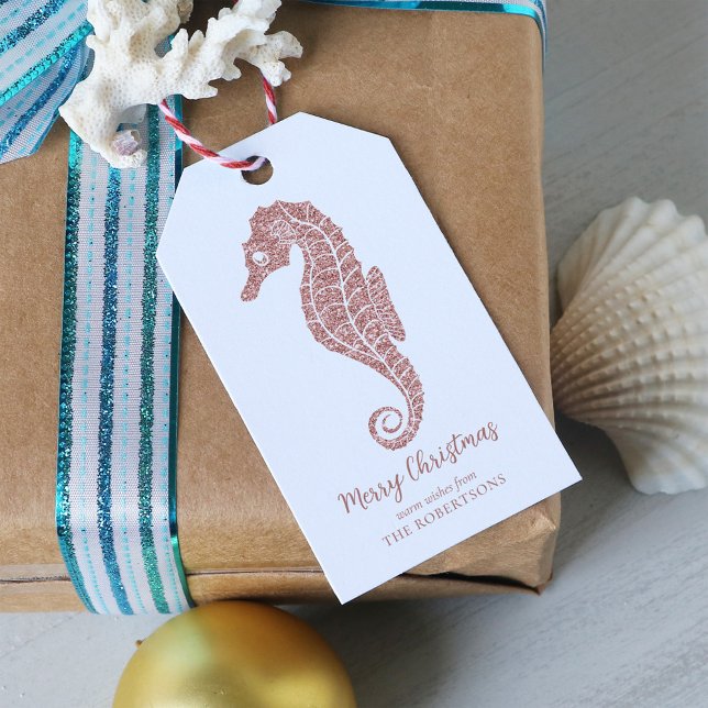 Kustjullsjöhästen Ro Guld Glitter Presentetikett (Skapare uppladdad)