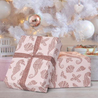 Kustjullsjöhästen Ro Guld Glitter Rosa Presentpapper