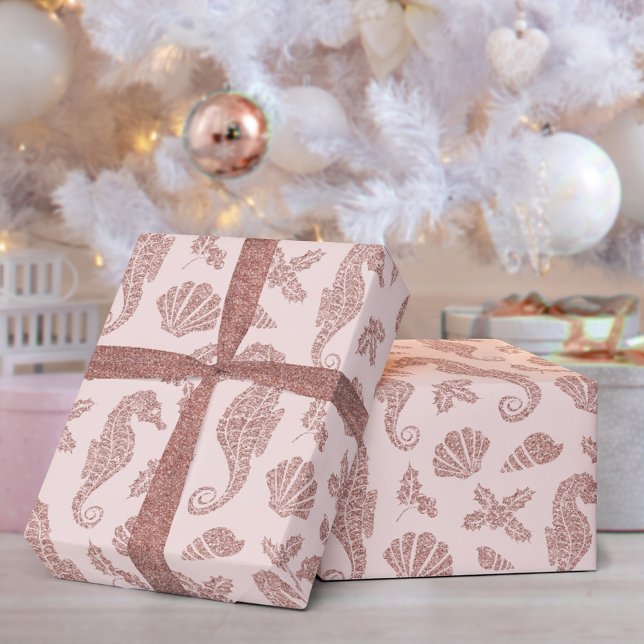 Kustjullsjöhästen Ro Guld Glitter Rosa Presentpapper (Skapare uppladdad)
