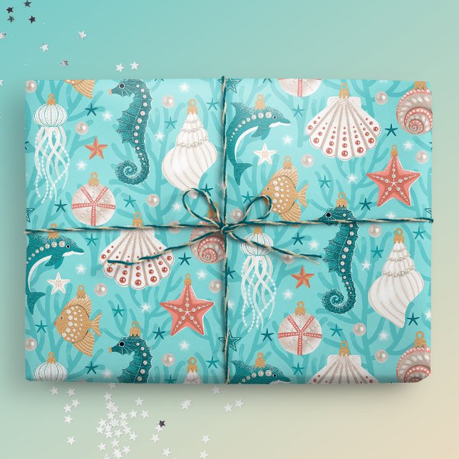 Kustjulprydnader Presentpapper (Coastal giftwrap mockup)