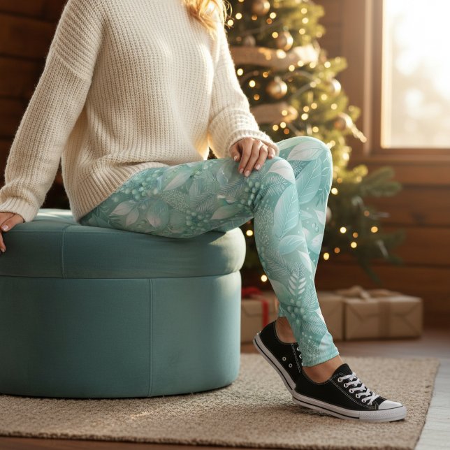 Kustjulsblomma Berries Mönster#7 ID1009 Leggings (Skapare uppladdad)