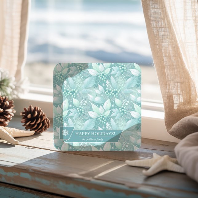 Kustjulsblomma Berries Mönster#7 ID1009 Underlägg Papper Kvadrat (Skapare uppladdad)