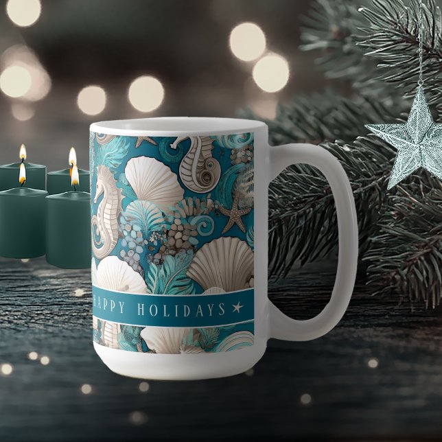 Kustjulsfeta Seahorse Mönster#4 ID1009 Kaffemugg (Skapare uppladdad)