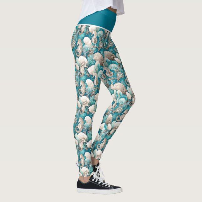 Kustjulsfeta Seahorse Mönster#4 ID1009 Leggings (Höger)