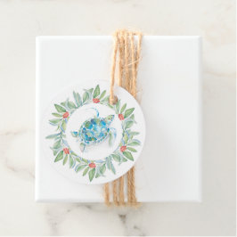 Kustjulsköldpadda Julfärg Vattensfärg Gåvor Etiketter