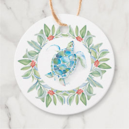 Kustjulsköldpadda Julfärg Vattensfärg Gåvor Etiketter