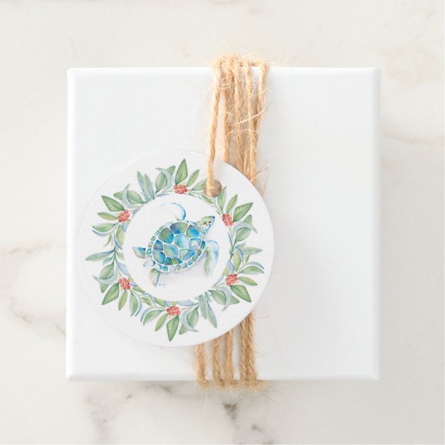 Kustjulsköldpadda Vaterfärg Gåvor Etiketter (På plats)