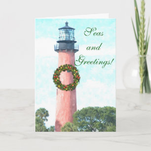 Kustjupiter Inlet Lighthouse-kort för juljupiter Helgkort