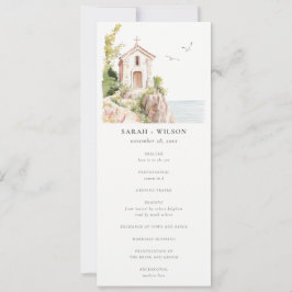 Kustkatolska kyrkan Watercolor-Bröllopsprogram Inbjudningar