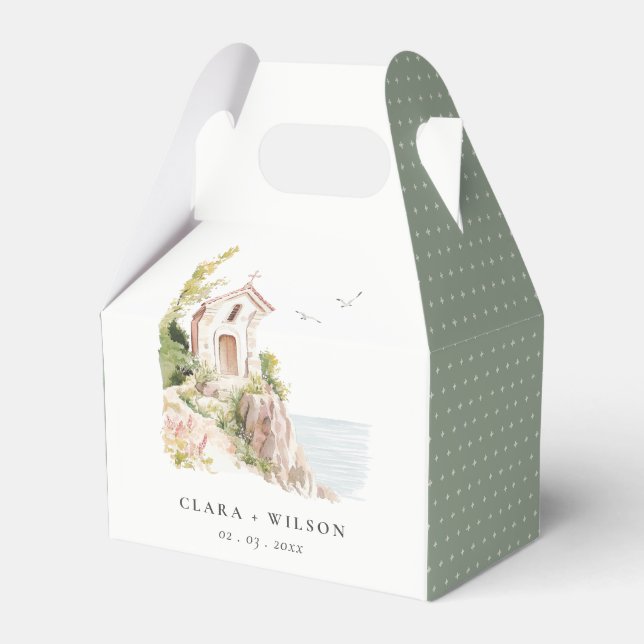 Kustkatolska vattenfärgskyrkan Bröllop Presentaskar (Framsidan Sidan)