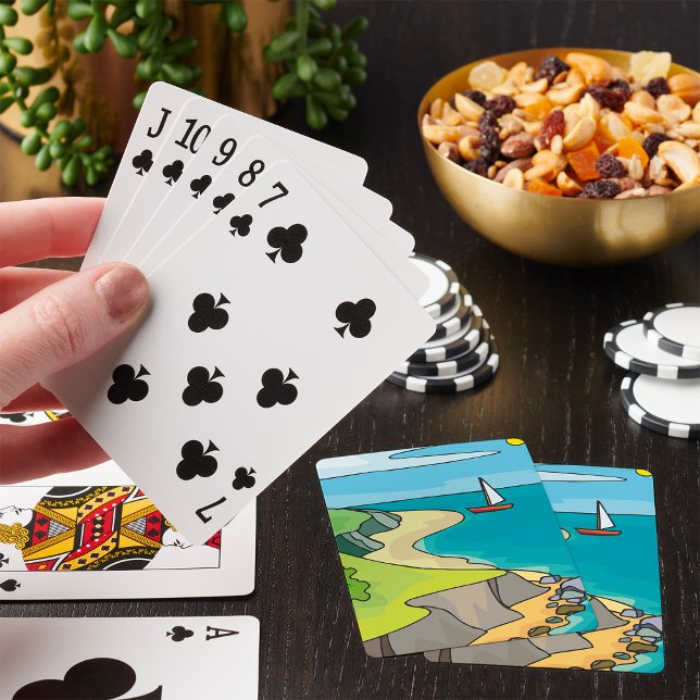 Kustklippa Strand Segelbåt Casinokort (Skapare uppladdad)