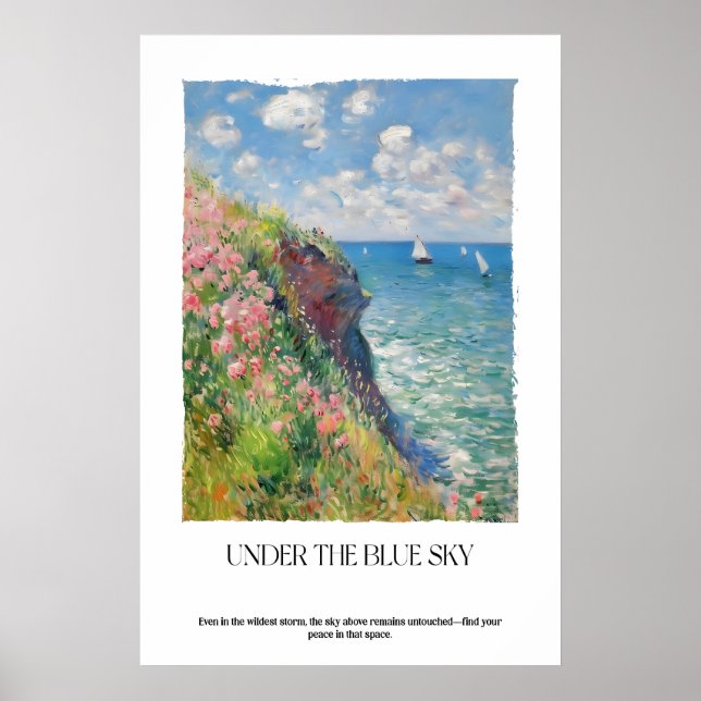 Kustklippor Impressionistiskt Havslandskaps Konst  Poster (Framsidan)