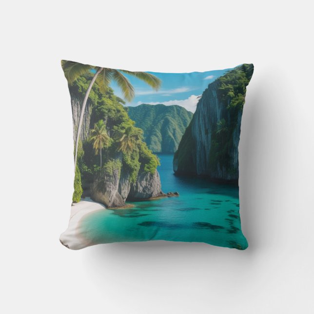 "Kustkomfort: Tropical Cove Paradise" Kudde (Framsida)